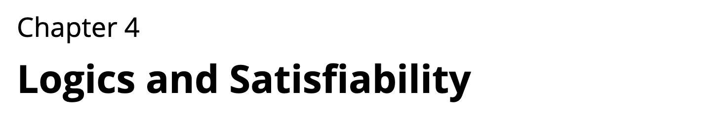 Chapter 4 title banner: Logics and Satisfiability